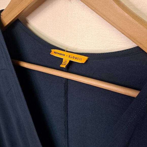 Eloquii Refinery 29 Navy Blue Wrap Tie Waist Jumpsuit Womens Plus 24 Refinery29 - Picture 7 of 13